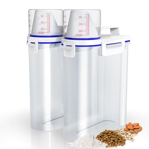 noviclass® [2er Set 2500ml Vorratsbehälter Aufbewahrungsbox mit Messbecher für Trockenfutter Reis Mehl Waschmittel Futterbehälter Hundefutter (Füllmenge: 2x2500ml)… von noviclass