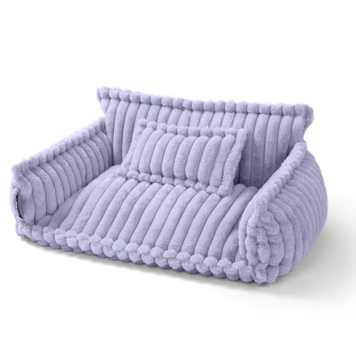 noviclass® Haustiersofa Chaffar | Katzensofa Hundesofa | Orthopädische Matratze | Moderner Stil | Cord-Design Größen (Flieder, M (80cm)) von noviclass