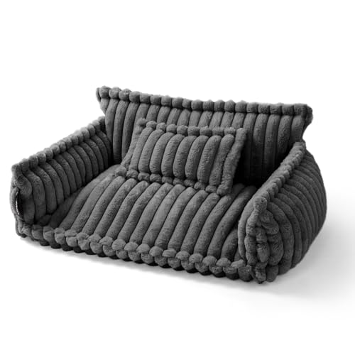 noviclass® Haustiersofa Chaffar | Katzensofa Hundesofa | Orthopädische Matratze | Moderner Stil | Cord-Design Größen (Kohle, M (80cm)) von noviclass