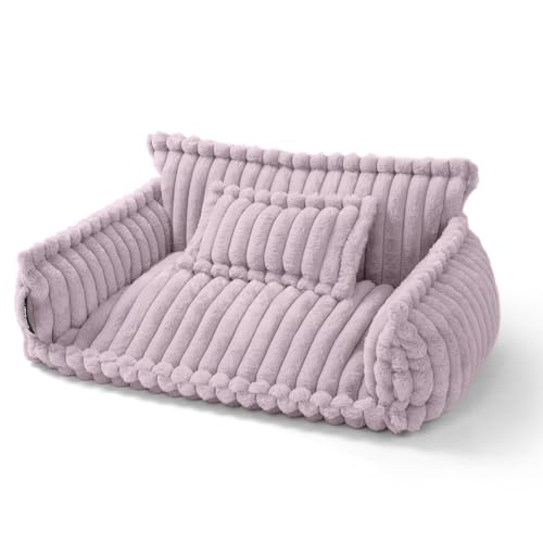 noviclass® Haustiersofa Chaffar | Katzensofa Hundesofa | Orthopädische Matratze | Moderner Stil | Cord-Design Größen (Zartrosa, M (80cm)) von noviclass