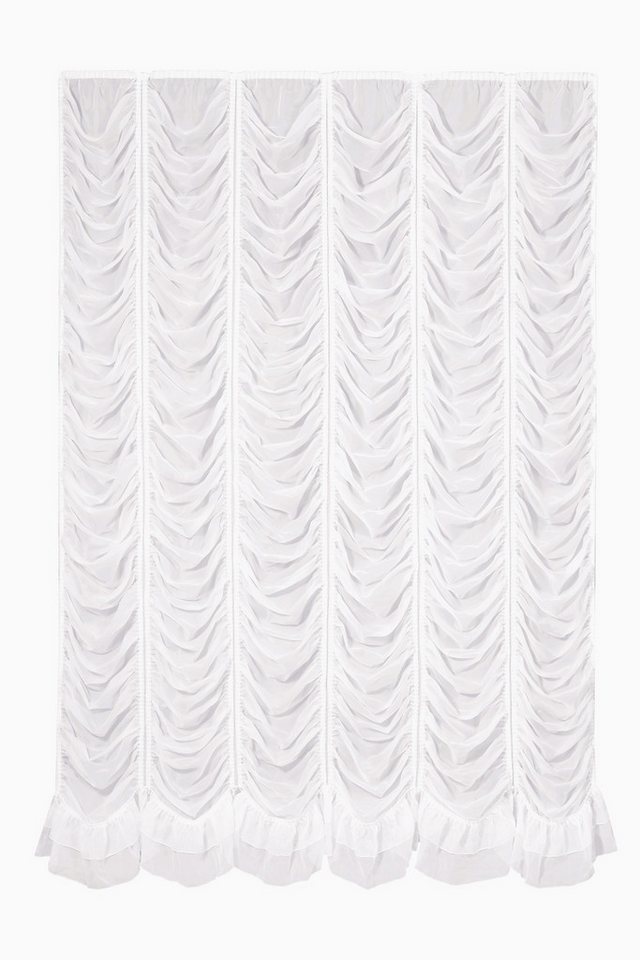 novumfix Bogenstore Wolkenstore Rüschengardine weiß Kräuselband verschiedene Größen, halbtransparent, Rüschen von novumfix