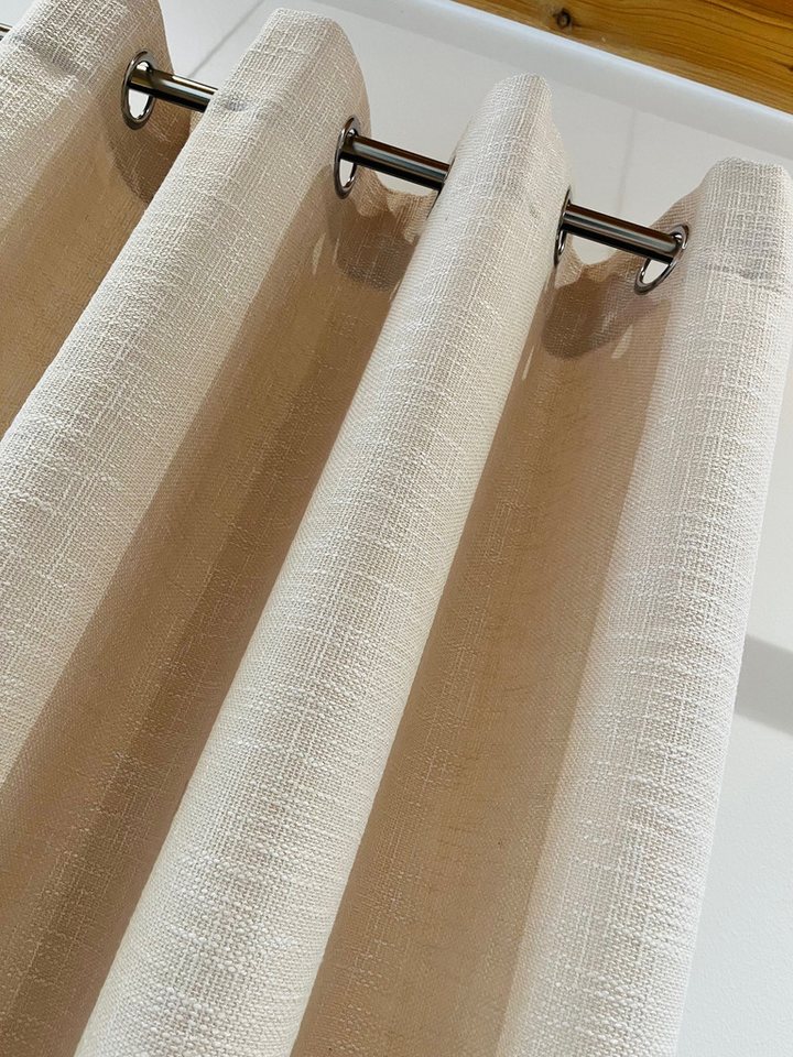 novumfix Vorhang Ösenvorhang beige Leinenstruktur blickdicht 140x260cm(BxH), abdunkelnd, Leinenstruktur, extra lang von novumfix