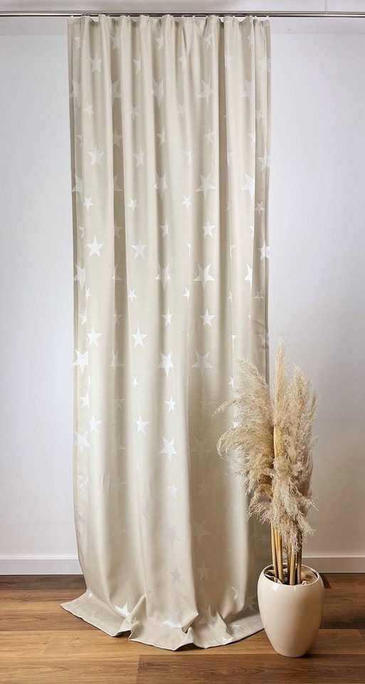 novumfix Vorhang Sterne Kräuselband beige oder rosa 135x250cm(BxH), blickdicht, Jacquard, Sterne von novumfix