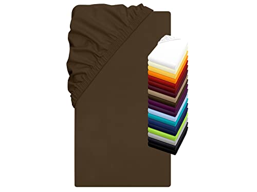 Jersey Elasthan Spannbettlaken für Wasser- und Boxspringbetten - in 19 modernen Farben - Steghöhe ca. 40 cm - Maße ca. 180-200 x 200-220 cm, Schokobraun von npluseins