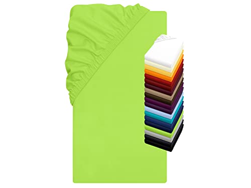 Jersey Elasthan Spannbettlaken für Wasser- und Boxspringbetten - in 19 modernen Farben - Steghöhe ca. 40 cm - Maße ca. 180-200 x 200-220 cm, apfelgrün von npluseins