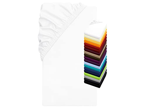 Jersey Elasthan Spannbettlaken für Wasser- und Boxspringbetten - in 19 modernen Farben - Steghöhe ca. 40 cm - Maße ca. 180-200 x 200-220 cm, weiß von npluseins