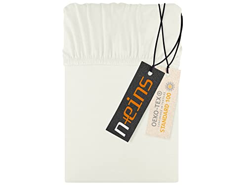 Jersey Spannbettlaken aus 100% Baumwolle - in 22 Farben - in 6 Größen, ca. 70 x 140 cm, naturweiß Jersey Spannbettlaken aus 100% Baumwolle - in 22 Farben - in 6 Größen, ca. 70 x 140 cm, naturweiß von npluseins