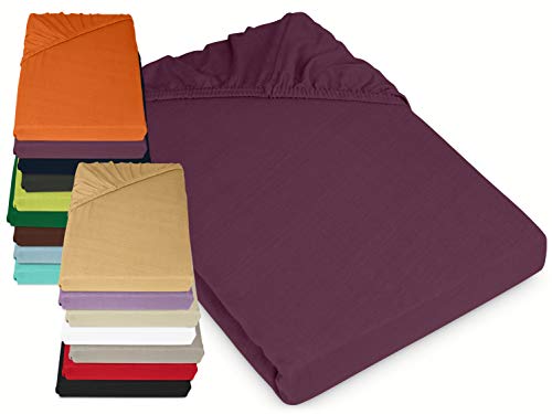 Jersey Spannbetttuch in bewährter Qualität - erhältlich in 16 modernen Farben und 5 verschiedenen Größen, 70 x 140 cm, aubergine von npluseins