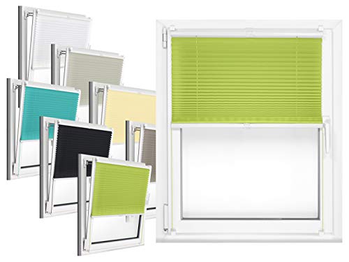 Plissee - vormontiert und mit Klemmfixierung am Fensterahmen - kinderleichte 3-Step Montage, ca. 65 x 130 cm, grün von npluseins