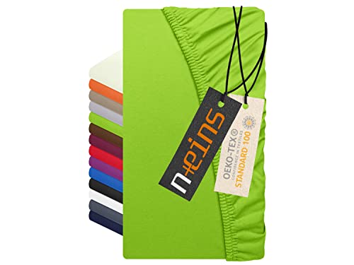 npluseins Premium Jersey-Lycra Spannbettlaken – auch für Boxspringbetten 556.682, Limette von npluseins