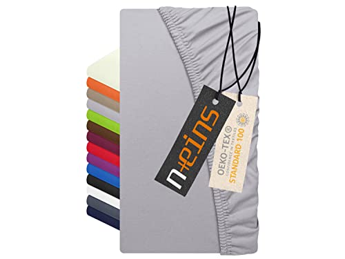 npluseins Premium Jersey-Lycra Spannbettlaken – auch für Boxspringbetten 556.682, Silber von npluseins