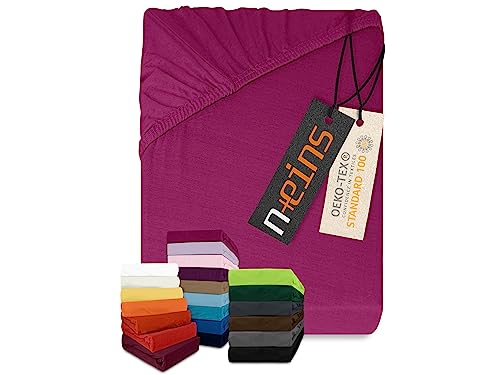 npluseins klassisches Jersey Spannbetttuch - vielen Farben + Größen - 100% Baumwolle 159.192, 180-200 x 200 cm, pink von npluseins