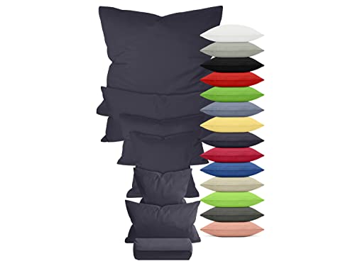 npluseins 2er Pack Baumwoll-Kissenbezüge - viele Farben und Größen 317.348, 40 x 60 cm, grau von npluseins