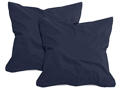 npluseins 2er Pack Baumwoll Kissenbezug - Jersey - viele Farben 1331.1812, ca. 40 x 40 cm, Navy von npluseins