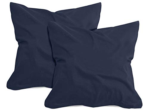 npluseins 2er Pack Baumwoll Kissenbezug - Jersey - viele Farben 1331.1812, ca. 40 x 40 cm, Navy von npluseins