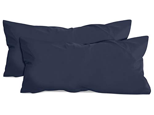 npluseins 2er Pack Baumwoll Kissenbezug - Jersey - viele Farben 1331.1812, ca. 40 x 80 cm, Navy von npluseins