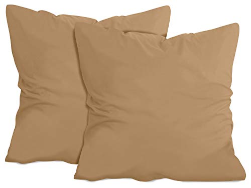 npluseins 2er Pack Baumwoll Kissenbezug - Jersey - viele Farben 1331.1812, ca. 80 x 80 cm, Sand von npluseins