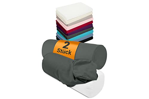 npluseins 2er Pack Bezüge und/oder Nackenrolle - ca. 40 x 15 cm - 1467.2080, 1 Pack (2 Stück) - Bezüge in Titanium von npluseins