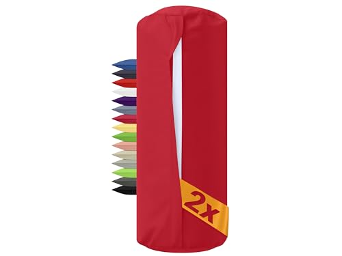 npluseins 2er Pack - Bezug für Nackenrollen 40x15 cm 100% Baumwolle 1600.2330, 40 x 15 cm, rot von npluseins
