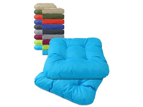 npluseins 2er Pack Boxkissen oder Sitzkissen - Perleffekt - robust 1573.2266, Stuhlkissen (40 x 40 x 9 cm), Aqua von npluseins