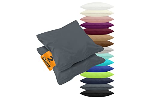 npluseins 2er Pack Kissenbezüge aus Jersey-Baumwolle in unifarbenem Design 1179.1539, ca. 40 x 15 cm, anthrazit von npluseins