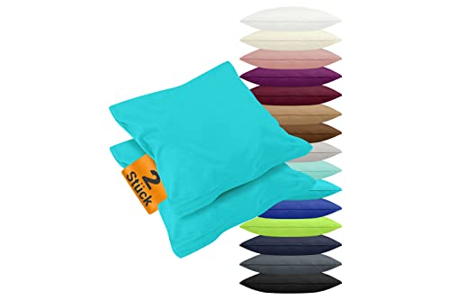 npluseins 2er Pack Kissenbezüge aus Jersey-Baumwolle in unifarbenem Design 1179.1539, ca. 40 x 40 cm, türkis npluseins 2er Pack Kissenbezüge aus Jersey-Baumwolle in unifarbenem Design 1179.1539, ca. 40 x 40 cm, türkis von npluseins