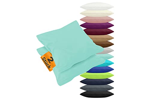 npluseins 2er Pack Kissenbezüge aus Jersey-Baumwolle in unifarbenem Design 1179.1539, ca. 40 x 60 cm, Mint von npluseins