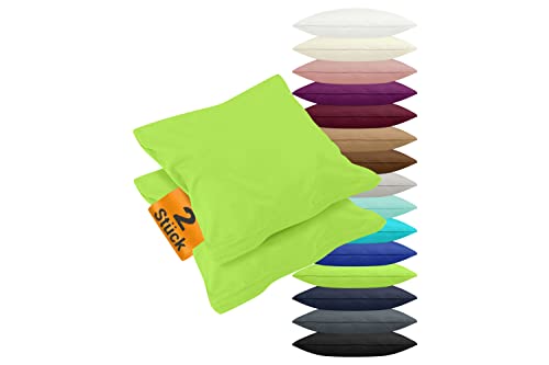 npluseins 2er Pack Kissenbezüge aus Jersey-Baumwolle in unifarbenem Design 1179.1539, ca. 80 x 80 cm, Apfel von npluseins