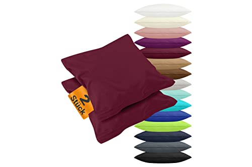 npluseins 2er Pack Kissenbezüge aus Jersey-Baumwolle in unifarbenem Design 1179.1539, ca. 80 x 80 cm, Bordeaux von npluseins