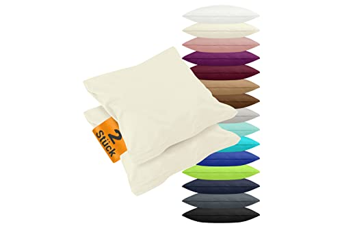 npluseins 2er Pack Kissenbezüge aus Jersey-Baumwolle in unifarbenem Design 1179.1539, ca. 80 x 80 cm, Natur von npluseins