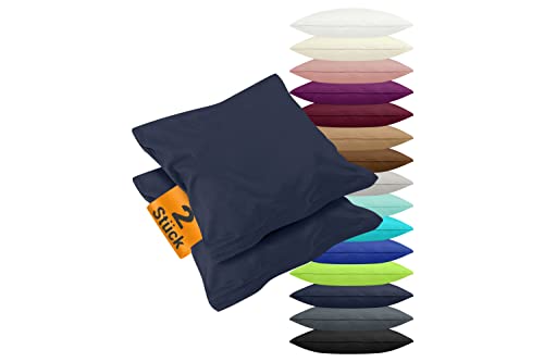 npluseins 2er Pack Kissenbezüge aus Jersey-Baumwolle in unifarbenem Design 1179.1539, ca. 80 x 80 cm, Navy von npluseins