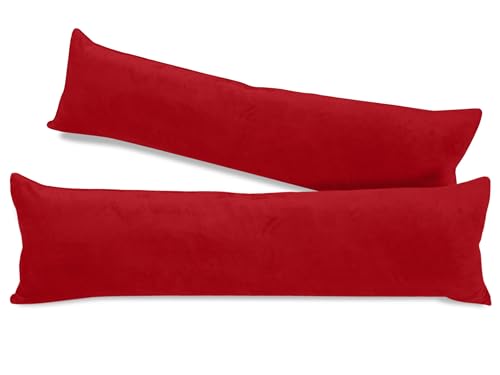 npluseins 2er Pack Kissenhüllen aus Coral-Kuschel-Fleece (2 Stück) 1257.1667, ca. 40 x 145 cm, Bordeaux von npluseins