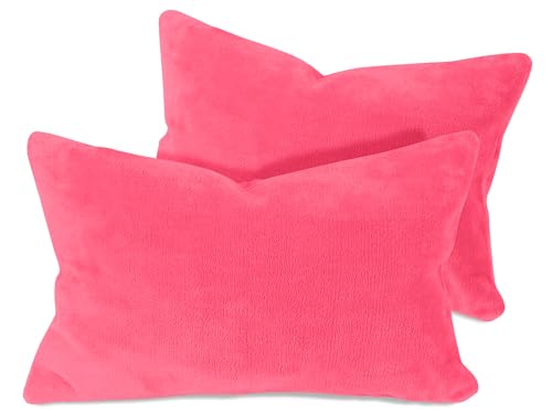 npluseins 2er Pack Kissenhüllen aus Coral-Kuschel-Fleece (2 Stück) 1257.1667, ca. 40 x 60 cm, pink von npluseins