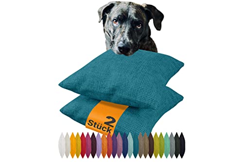 npluseins 2er Pack Kissenhüllen mit Struktur-Muster - Polsteroptik 617.767, 1 Pack (2 Stück) - Kissenhüllen 40 x 60 cm, Petrol von npluseins