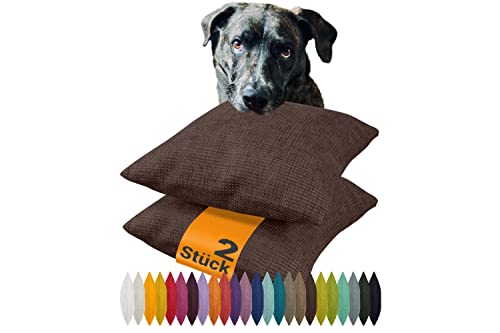 npluseins 2er Pack Kissenhüllen mit Struktur-Muster - Polsteroptik 617.767, 1 Pack (2 Stück) - Kissenhüllen 40 x 60 cm, Schokobraun von npluseins