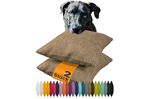 npluseins 2er Pack Kissenhüllen mit Struktur-Muster - Polsteroptik 617.767, 1 Pack (2 Stück) - Kissenhüllen 50 x 50 cm, Nougat meliert von npluseins