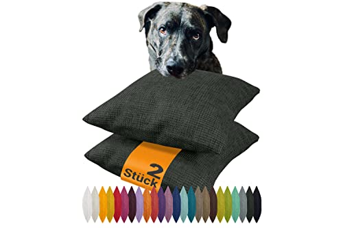 npluseins 2er Pack Kissenhüllen mit Struktur-Muster - Polsteroptik 617.767, 1 Pack (2 Stück) - Kissenhüllen 50 x 50 cm, anthrazit von npluseins