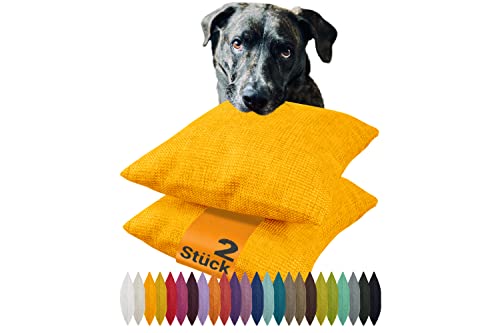 npluseins 2er Pack Kissenhüllen mit Struktur-Muster - Polsteroptik 617.767, 1 Pack (2 Stück) - Kissenhüllen 50 x 50 cm, gelb von npluseins
