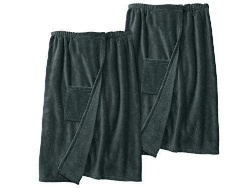 npluseins - 2er Pack Sauna Kilt - Kuschel Fleece - Mikrofaser für Damen und Herren 780.996, Damen S/M, anthrazit von npluseins