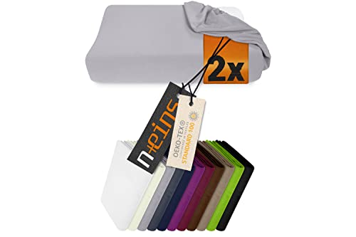 npluseins 2er Pack Spannbezüge für Nackenkissen Gesundheitskissen 959.1234, L, 40-45 x 60-80 cm, Silber npluseins 2er Pack Spannbezüge für Nackenkissen Gesundheitskissen 959.1234, L, 40-45 x 60-80 cm, Silber von npluseins