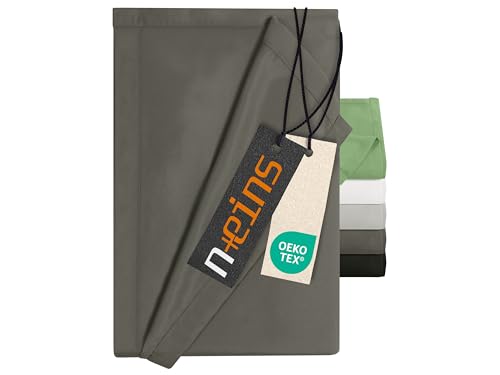 npluseins Bettlaken ohne Spanngummi - Ultrasoft und superweich - Betttuch für Bett Wohnmobil Camping Decke Reisedecke Ultraleicht – Laken 1628.2375, 180 x 275 cm, anthrazit von npluseins