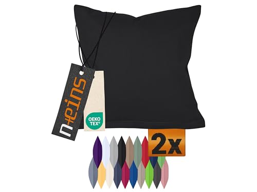 npluseins Doppelpack Baumwoll-Kissenbezüge - Moderne Wohndekoration in schlichtem Design 317.361, 40 x 80 cm, schwarz npluseins Doppelpack Baumwoll-Kissenbezüge - Moderne Wohndekoration in schlichtem Design 317.361, 40 x 80 cm, schwarz von npluseins