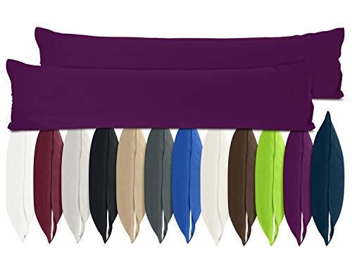 npluseins Doppelpack zum Sparpreis! Baumwoll-Jersey-Kissenbezüge für Seitenschläfer- und Stillkissen - erhältlich in 12 Farben, 40 x 145 cm, lila von npluseins