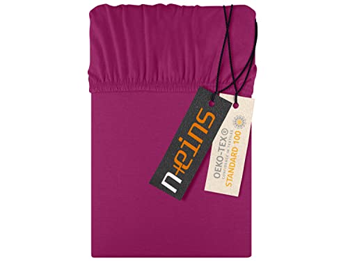 Jersey Spannbettlaken aus 100% Baumwolle - in 22 Farben - in 6 Größen, ca. 140-160 x 200 cm, pink von npluseins