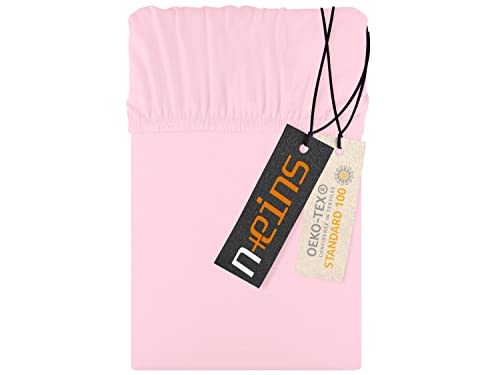 npluseins Jersey Spannbettlaken aus 100% Baumwolle - in 22 Farben - in 6 Größen, ca. 140-160 x 200 cm, rosa von npluseins