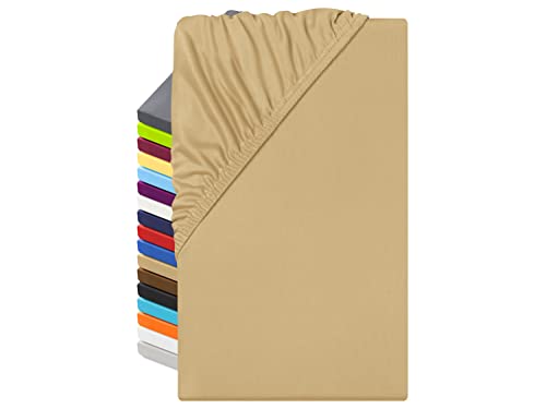 npluseins Microfaser Spannbettlaken – atmungsaktiv und Allergiker geeignet 1519.2192, 140-160 x 200 cm, Sand von npluseins