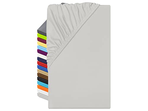 npluseins Microfaser Spannbettlaken – atmungsaktiv und Allergiker geeignet 1519.2192, 140-160 x 200 cm, Silber von npluseins