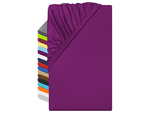 npluseins Microfaser Spannbettlaken – atmungsaktiv und Allergiker geeignet 1519.2192, 140-160 x 200 cm, lila von npluseins