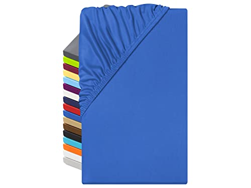 npluseins Microfaser Spannbettlaken – atmungsaktiv und Allergiker geeignet 1519.2192, 140-160 x 200 cm, royal von npluseins