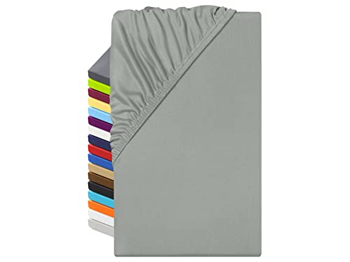 npluseins Microfaser Spannbettlaken – atmungsaktiv und Allergiker geeignet 1519.2192, 180-200 x 200 cm, grau von npluseins